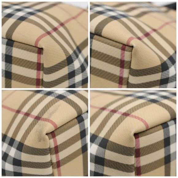 BURBERRY Nova Check Hand Bag PVC Beige Silver Auth - Picture 16 of 16